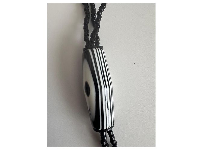 Autre Marque Collana Sobral in resina e perle di vetro Nero Bianco Multicolore - vista 6