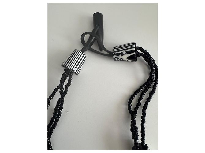 Autre Marque Collana Sobral in resina e perle di vetro Nero Bianco Multicolore - vista 7