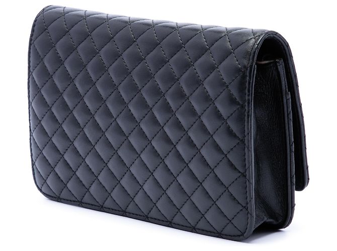 Wallet On Chain Portafoglio Chanel in agnello microquilted nero con catena CC - vista 2