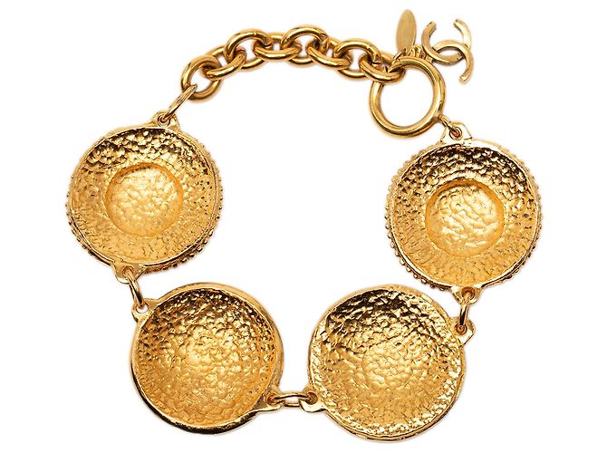 Bracciale a maglie medaglione dorato CC placcato oro Chanel D'oro - vista 2