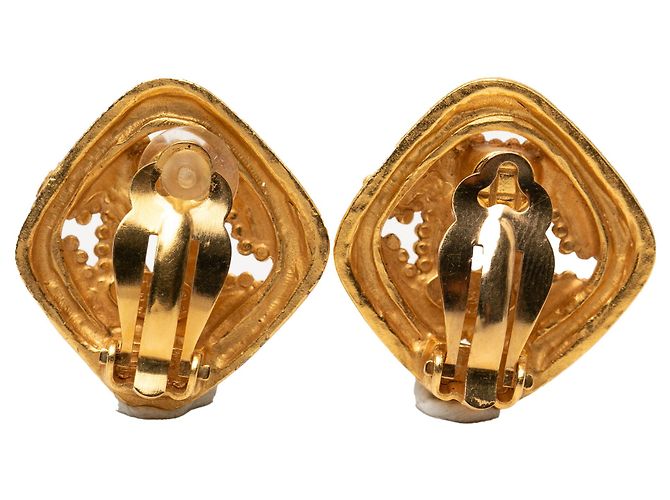 Orecchini a clip a forma di rombo placcati in oro CC dorato Chanel D'oro - vista 2
