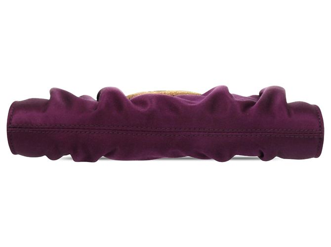 Salvatore Ferragamo Clutch Gancini in satin viola con catena Ferragamo Porpora Viola scuro - vista 3