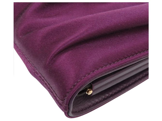 Salvatore Ferragamo Clutch Gancini in satin viola con catena Ferragamo Porpora Viola scuro - vista 8