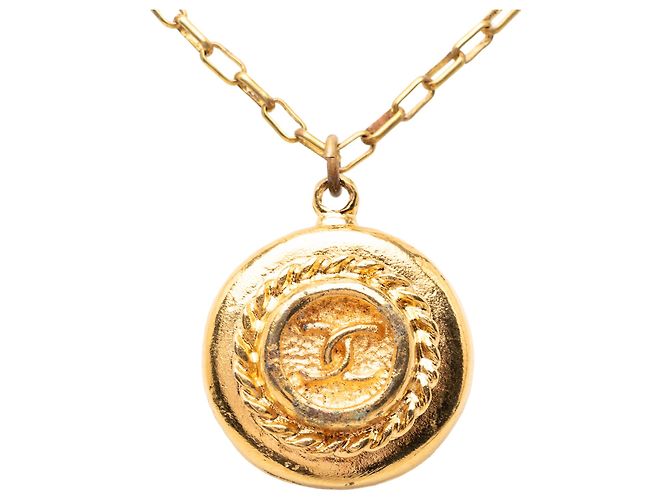 Chanel Gold CC vergoldete Medaillon-Halskette Golden - Ansicht 2