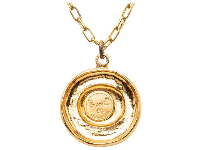 Chanel Gold CC vergoldete Medaillon-Halskette Golden - Ansicht 3