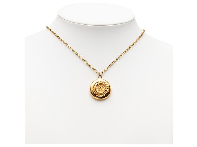 Chanel Gold CC vergoldete Medaillon-Halskette Golden - Ansicht 5