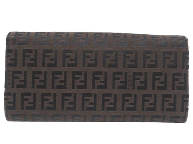 Fendi Zucchino Canvas Long Wallet Brown - view 2