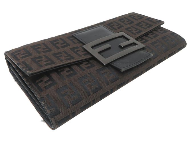Fendi Zucchino Canvas Long Wallet Brown - view 3