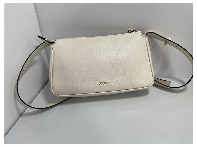 Borsa a tracolla in pelle Versace Medusa - Crema Crudo - vista 3