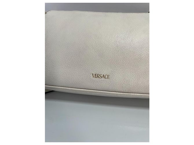Borsa a tracolla in pelle Versace Medusa - Crema Crudo - vista 4