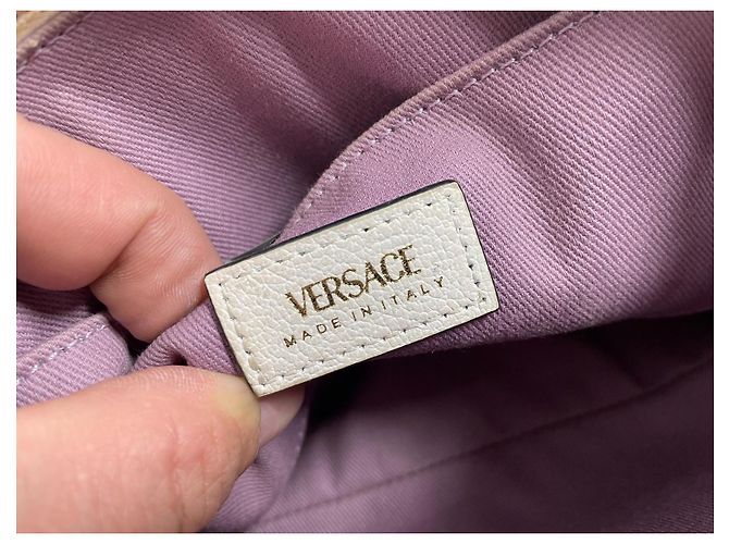 Borsa a tracolla in pelle Versace Medusa - Crema Crudo - vista 9