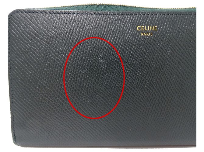 Céline Billetera de cuero plegable Celine Verde Verde oliva - vista 7