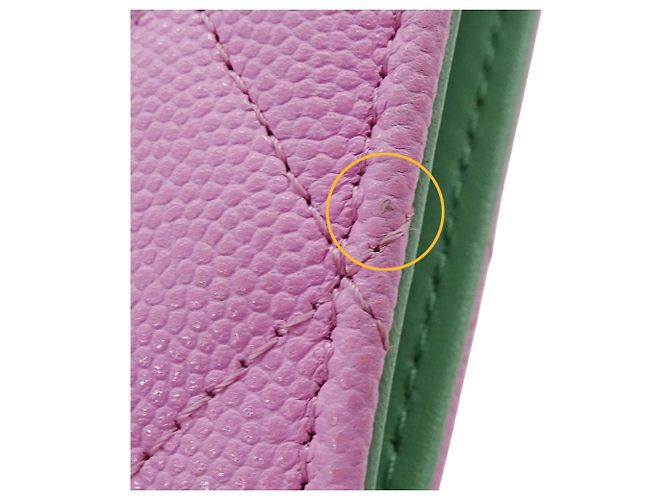 Billetera bi-fold Chanel en piel de ternera granulada Rosa Verde - vista 12
