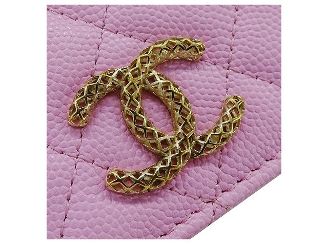 Billetera bi-fold Chanel en piel de ternera granulada Rosa Verde - vista 4