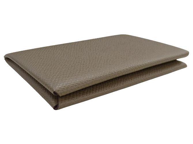 Tarjetero de cuero Epsom de Hermès en topo Gris pardo - vista 3