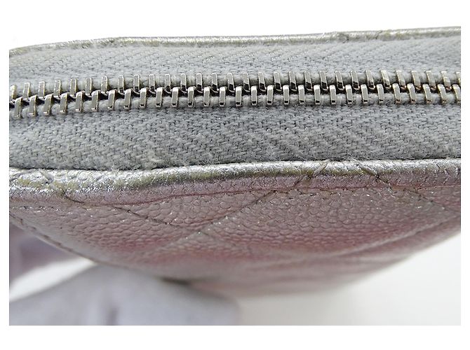 Cartera de cadena de piel de ternera granulada plateada Chanel Plata - vista 13