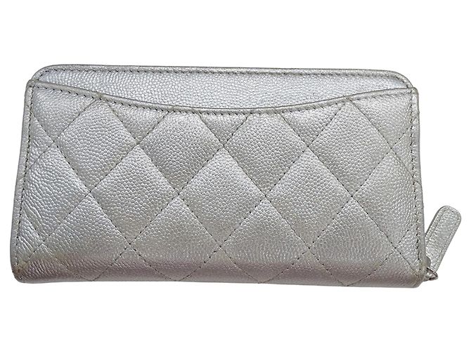 Cartera de cadena de piel de ternera granulada plateada Chanel Plata - vista 2