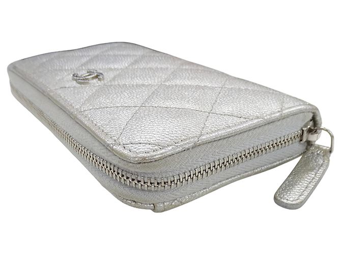 Cartera de cadena de piel de ternera granulada plateada Chanel Plata - vista 3
