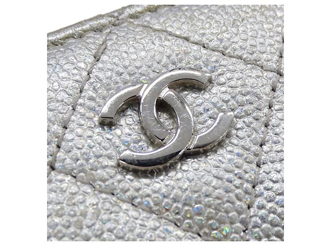 Cartera de cadena de piel de ternera granulada plateada Chanel Plata - vista 4