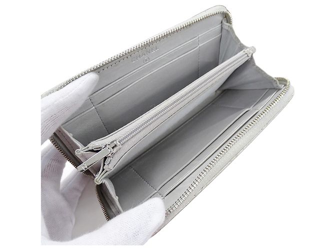 Cartera de cadena de piel de ternera granulada plateada Chanel Plata - vista 5