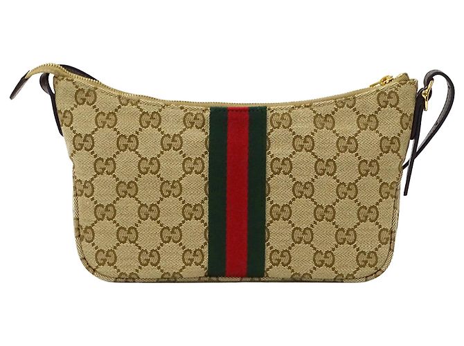 Borsa Gucci in tela beige e marrone - vista 2