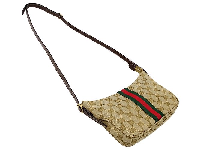 Borsa Gucci in tela beige e marrone - vista 4