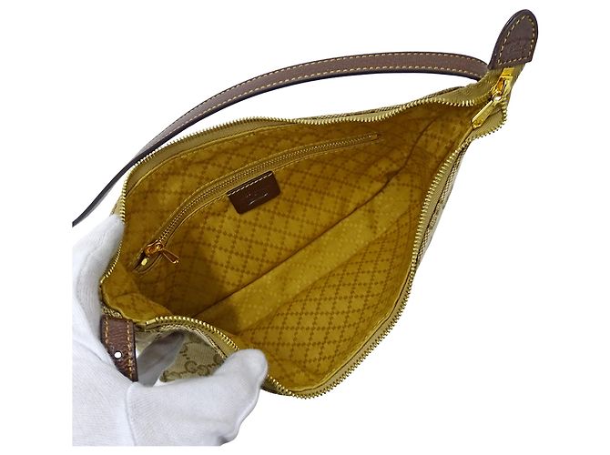 Borsa Gucci in tela beige e marrone - vista 5
