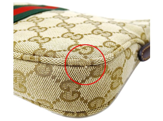 Borsa Gucci in tela beige e marrone - vista 9