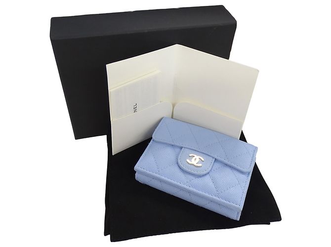 Chanel Hellblau Tri-Fold Geldbörse - Ansicht 8