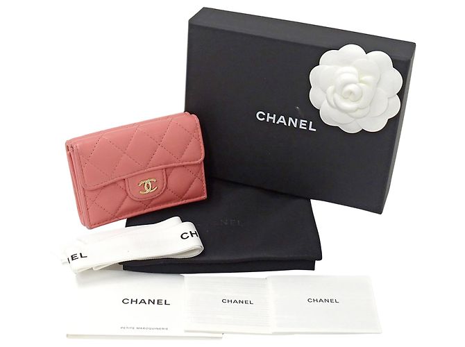 Billetera de tres pliegues para mujeres Chanel Matelassé Rosa - vista 7