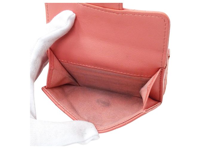 Billetera de tres pliegues para mujeres Chanel Matelassé Rosa - vista 8