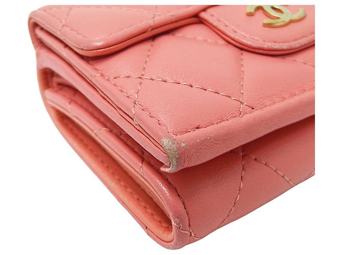 Billetera de tres pliegues para mujeres Chanel Matelassé Rosa - vista 9