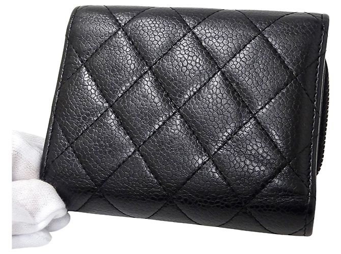 Portafoglio tri-fold da donna Chanel Matelassé Nero - vista 14