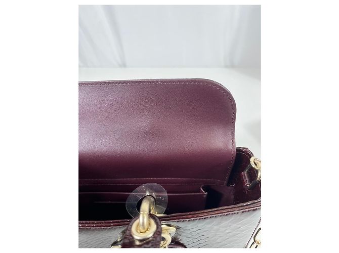 Dior Lady Dior Bolsa em couro de python bordô Bordeaux - vista 18