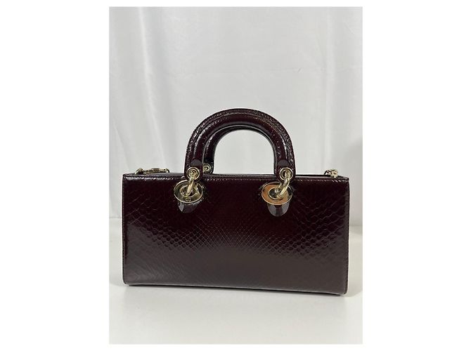Dior Lady Dior Bolsa em couro de python bordô Bordeaux - vista 19
