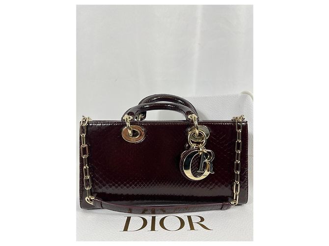 Dior Lady Dior Bolsa em couro de python bordô Bordeaux - vista 2