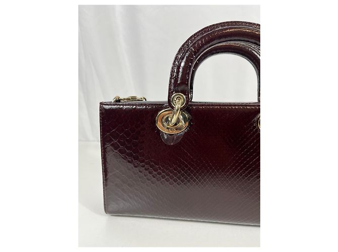 Dior Lady Dior Bolsa em couro de python bordô Bordeaux - vista 20