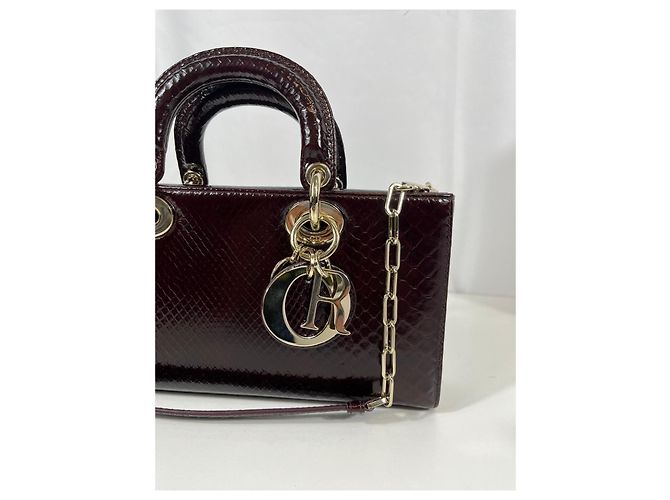 Dior Lady Dior Bolsa em couro de python bordô Bordeaux - vista 3