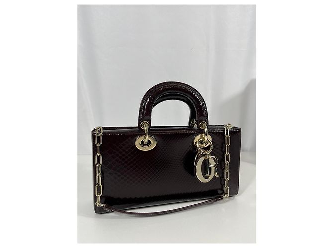 Dior Lady Dior Bolsa em couro de python bordô Bordeaux - vista 4