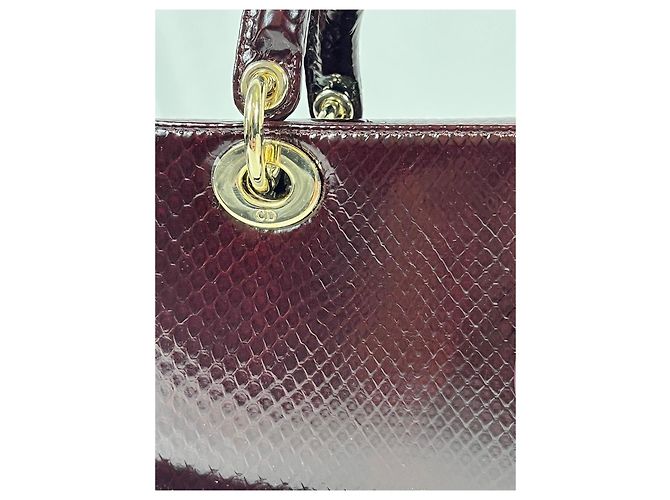 Dior Lady Dior Bolsa em couro de python bordô Bordeaux - vista 6