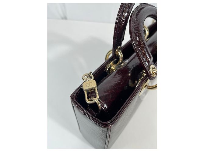 Dior Lady Dior Bolsa em couro de python bordô Bordeaux - vista 7