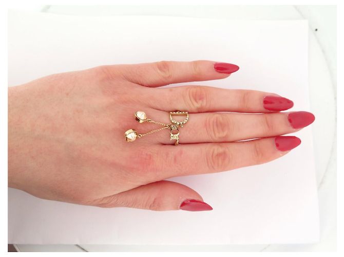 NEUER CHRISTIAN DIOR RING KETTE LOGO STRASS T54 GOLDMETALLRING - Ansicht 5