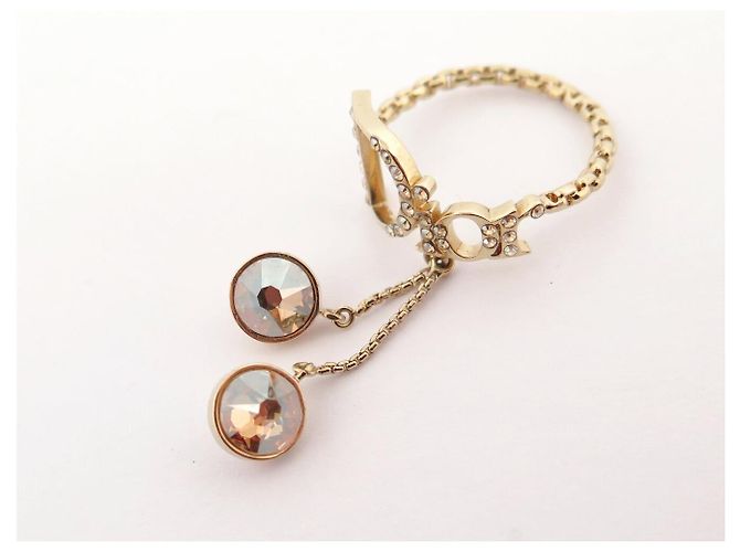 NEUER CHRISTIAN DIOR RING KETTE LOGO STRASS T54 GOLDMETALLRING - Ansicht 6
