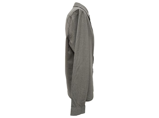 Prada Button Down Shirt in Grey Virgin Wool - view 2