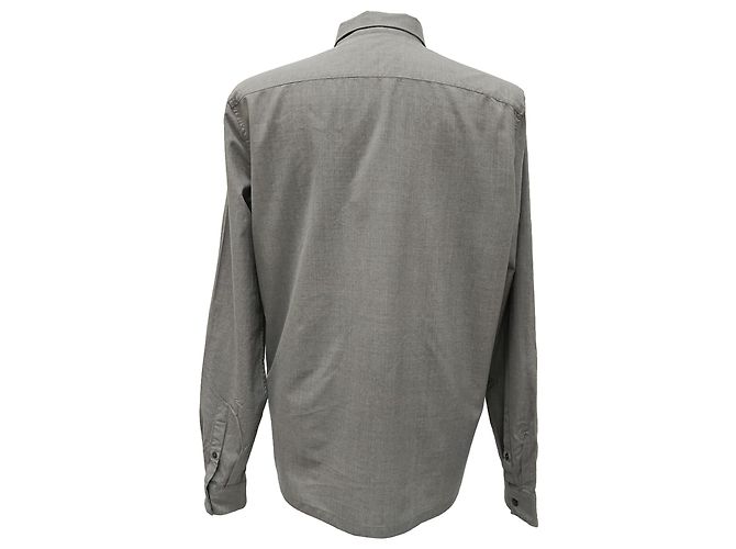 Prada Button Down Shirt in Grey Virgin Wool - view 3