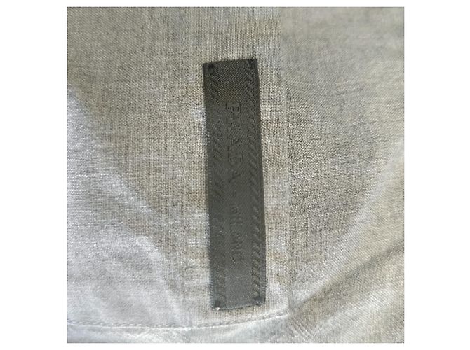 Prada Button Down Shirt in Grey Virgin Wool - view 4