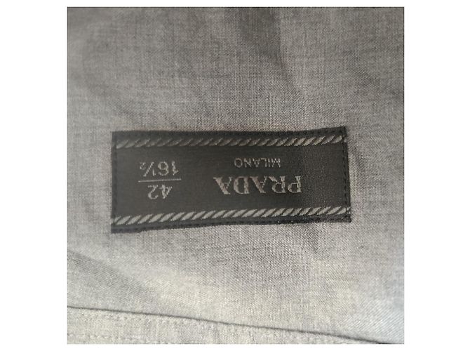 Prada Button Down Shirt in Grey Virgin Wool - view 5