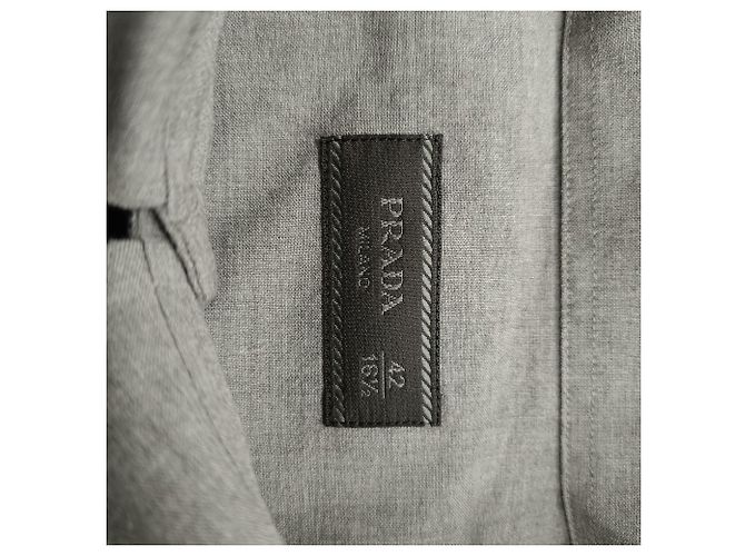 Prada Button Down Shirt in Grey Virgin Wool - view 7