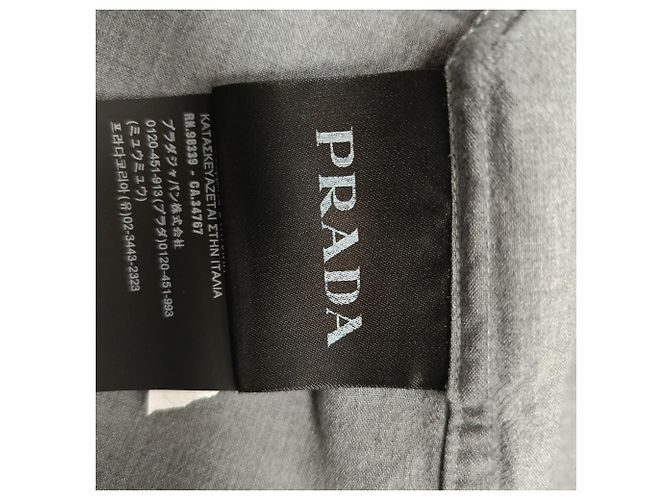 Prada Button Down Shirt in Grey Virgin Wool - view 9