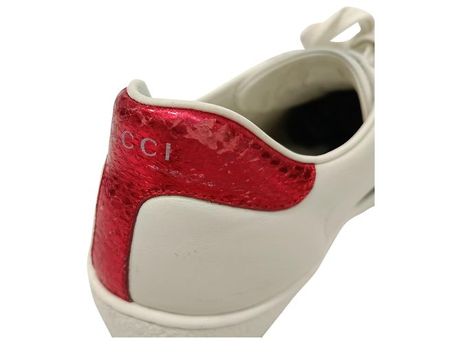 Sneakers basse Gucci Ace Bee in pelle bianca Bianco - vista 11